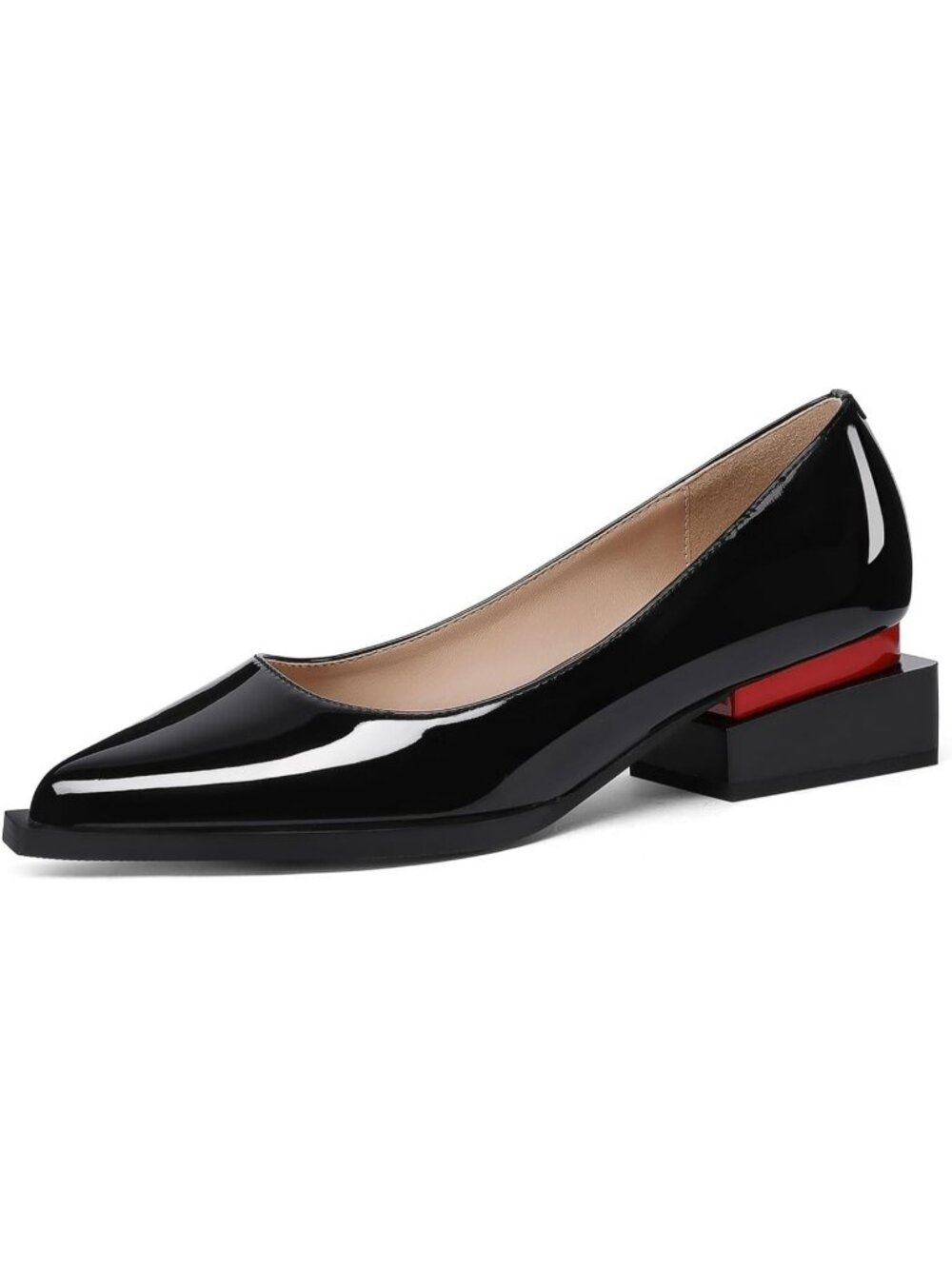 Women's Black Heel Pumps with Arch Support and Pointed Toe Comfortable Flats